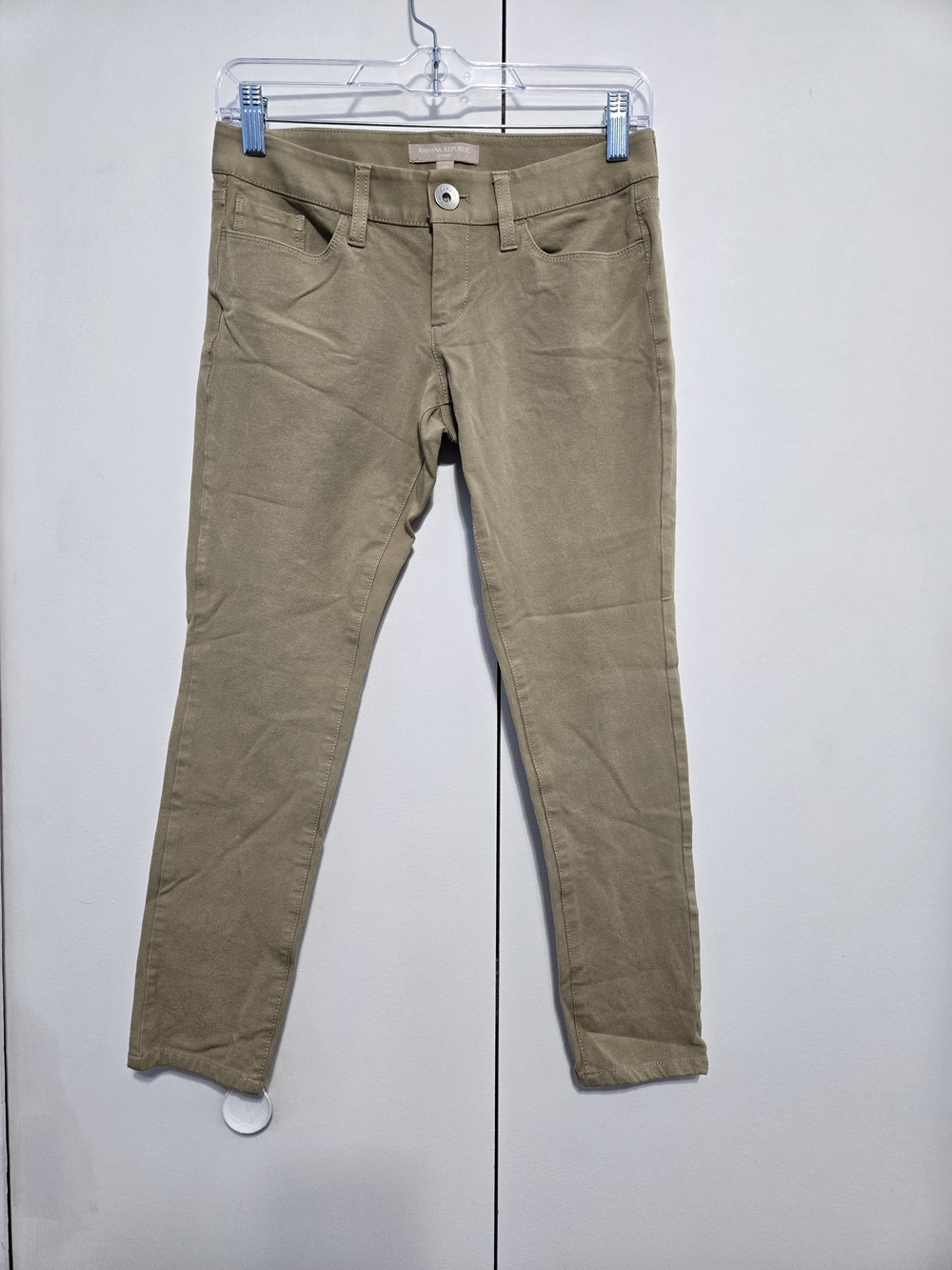 Banana Republic Sloan Skinny Pants Womens 0S Beige Stretch Ankle Career Casual